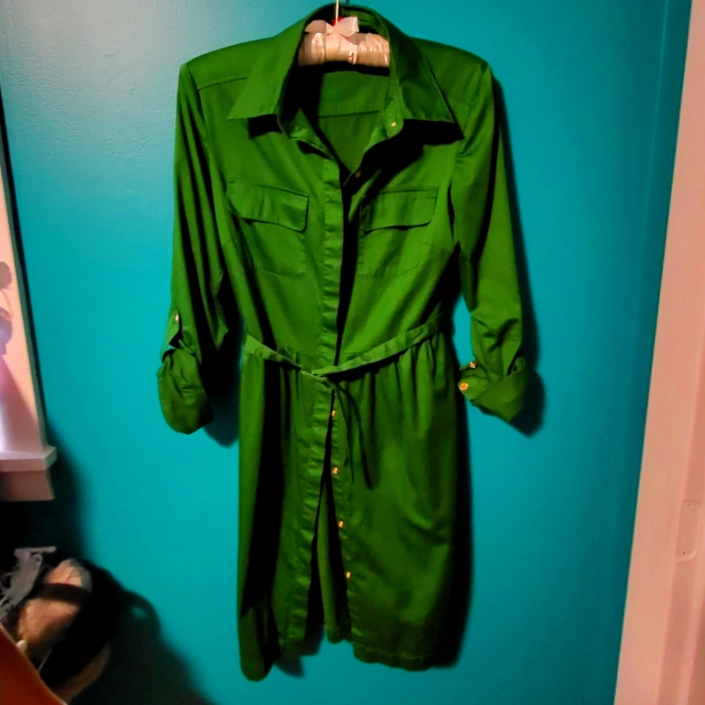 Vince Camuto Kelly Green button up dress